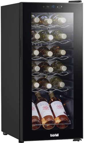 18 Bottle Freestanding Wine Cooler Fridge LED Backlit Metal Shelf Black & Glass