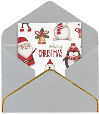Gold Edge Pepa Weihnachten Weihnachtsmann Grußkarten Dekorative Grußkarten mit Umschlägen Umschlag Sets Weihnachten Grußkarte Umschläge
