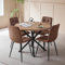 DEYARNA HOME Essgruppe 5-Teilig, 100cm Runder Esstisch und 4 Kunstleder Esszimmerstühle, Tisch und 4 Stühle für Küche, Wohnzimmer, Balkon, Restaurant, Büro (Helle Holzfarbe+Hellbraun)