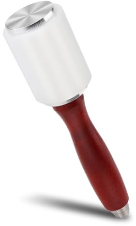 Rongon Professional Leather Carving Hammer & Leathercraft Mallet - Heavy Duty Nylon Head with Wooden Handle for DIY Leathercraft, Stamping, Sewing Cowhide Tools (White-Vertical Hammer)