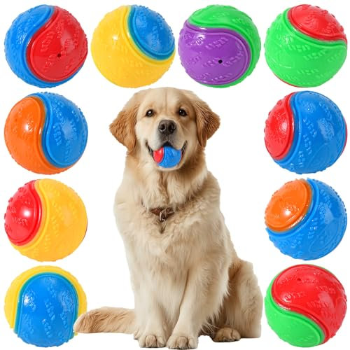 LIVORRA 10PCS Dog Balls, Squeaky Rubber Balls for Pets, Interactive Dog Ball for Pet, Teeth Cleaning Puppy Chew Toys