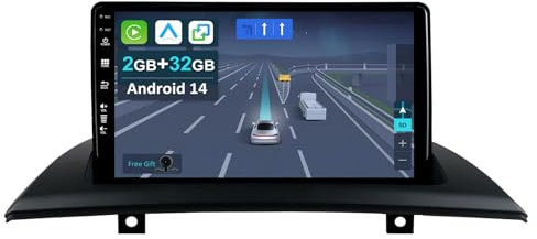 CADLEY Android 14 Autoradio für BMW X3 E83 2004-2012-mit Wireless Apple CarPlay|Android Auto|Mirror Link|GPS Navigation|Bluetooth 5.0|WiFi |USB|Navi|FM+Rückfahrkamera
