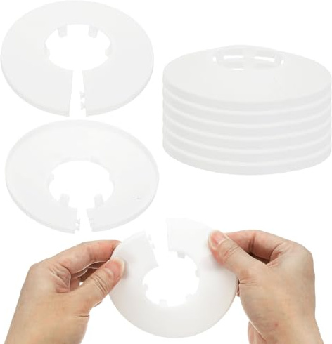 PATIKIL 43mm Plumbing Cover Plates, 9 PCS Wall Split Flange Pipe Cover Decoration Escutcheon Plate Collar Flange Water Pipe Cover Decoration PP Plastic for Wall Pipe Tube Hole, White