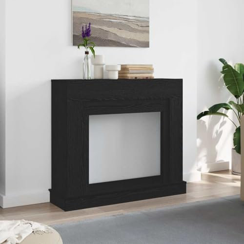 Homgoday Marco para Chimenea Madera ingeniería Roble Negro 100x30x87,5cm