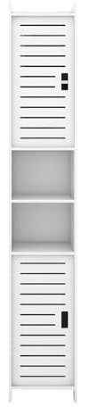 HUOLE Armoire de Salle de Bain, Petit Meuble de Rangement pour Toilettes, Armoire Toilettes Porte Brosse WC Meuble de Salle de Bain sur Pied en Bois, 26 * 22 * 118cm-Blanc
