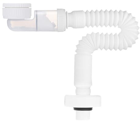 HUAREW Sifone da 1 1/4 di Pollice, Sifone Regolabile Flessibile, Antiodore sifone Flessibile Inodore per Lavello della Cucina, Tubo Scarico Lavandino Regolabile a 360°(Bianco)