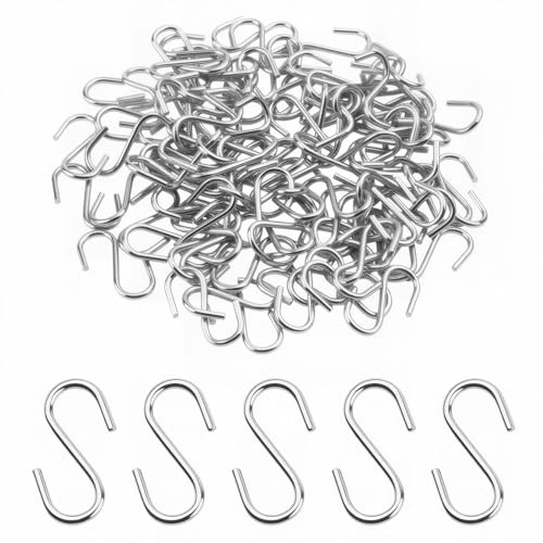 100pz Mini Ganci a S in Acciaio Inox 304, 27mm Ganci S Robusti, per Portachiavi,Appendere Chiavi, Gioielli, Borse Leggere e Decorazioni, Pratici e Facili da Usare