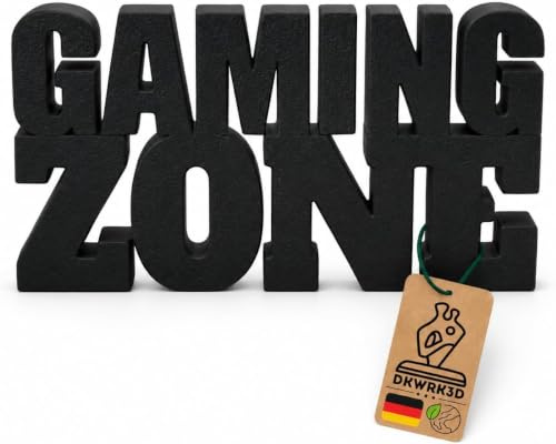 Gaming Zone Schriftzug - Gamer Skulptur Aufsteller - Kinder Zimmer Deko - Zocken Setup Schild - Zocker Dekoration - Kinderzimmer - Jugendzimmer - Spielzimmer - Gamer Room Deko aus Kunststoff