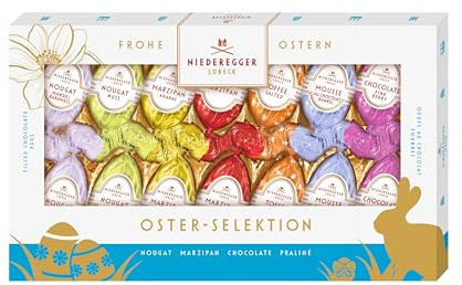 Niederegger | Oster-Selektion | 1x 175g | Ostereier mit verschiedenen Marzipan-, Nougat- & Schokoladenfüllungen |Umhüllt von Zartbitter- & Vollmilch-Schokolade | Ostergeschenk