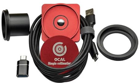 Ocal Pro V4.0 Elektronischer Kollimator für Newtonian & Schmidt-Cassegrain Teleskope, Hochpräzises Smartphone Teleskop Kollimationswerkzeug mit M48 Gewinde, Kalibrierkreise für Astrofotografie