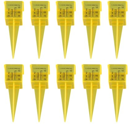 Gettimore Outdoor Garten Rasen Regenmesser für genaue Niederschlagsmessung, Gelb, 5er-Pack