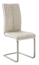 Robas Lund Hudson Schwingstuhl Esszimmerstuhl mit Griff - 4er Set (Creme, Gestell Edelstahl gebürstet)