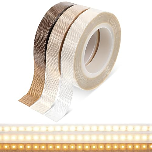 Aysatogc 3 Roll Led Light Strip Tape, 0.39 in x 29.53 ft Light Dimming Masking Cover Sticker Soften Lighting Blocking Sticker Fits LED Strips, Cabinet, Cove, TV Backlight (3Colors)
