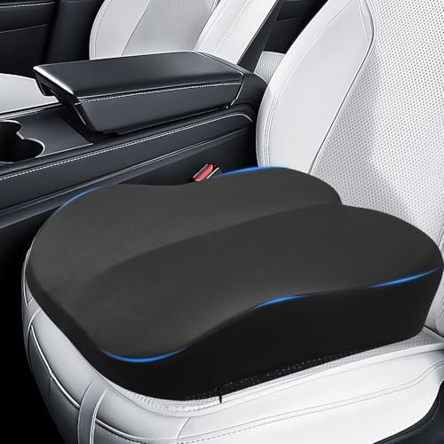 BORDRISE Elevador de asiento de coche para adultos de espuma viscoelástica, diseño de cuña plana frontal para movimientos de piernas sin restricciones, aumenta la visibilidad, cojín ortopédico con