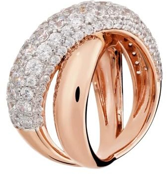 Bronzallure Anello a Intreccio in Pavé di Cubic Zirconia WSBZ02589.WR placcato oro rosa