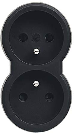Legrand 050504 Fiche MultiPrise 2 Prises de Courant avec Sorties Frontales, 2P+T, 16A, 230V, Noir