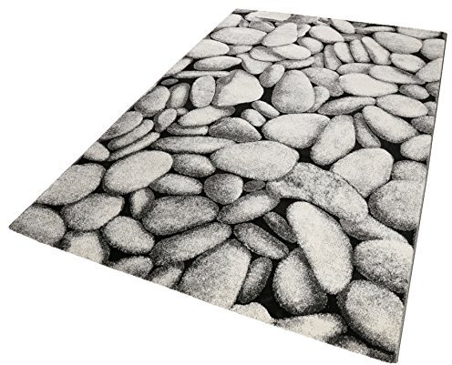 Wecon Home Teppich „Stony Island“ – weicher Kurzflor in Kieselstein-Optik, 13 mm Flor, maschinengewebt, Standard 100 by Oeko-TEX, pflegeleicht (160 x 225 cm, Silber)