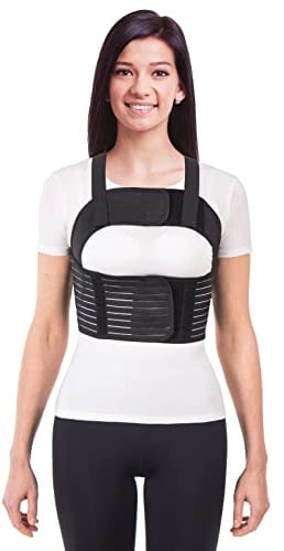 Frauen Brust-Korsett mit Brustgurt mit Hosenträger Ideal bei koronaren postoperativen gebrochenen Rippen und Brustbein Schwarz X-Large