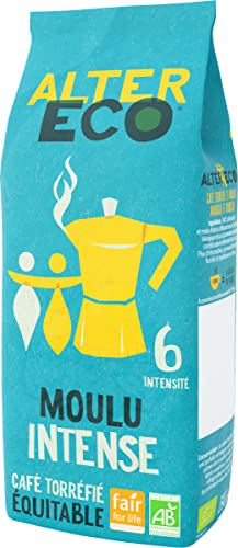 ALTER ECO - Café Moulu Intense - CaféArabica Bio + CaféRobusta - Commerce Equitable - Intensité 6-250 g