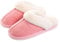 Lastia Damen Hausschuhe Winter Warm Faux Pelz Slipper Weiche Flache Plüsch Pantoffel Rutschfeste Outdoor/Indoor- 36.5/38 EU, Etikettgröße: 270 (40-41) , Rosa