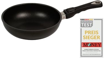 AMT Gastroguss Sauteuse/kleiner Wok, 24 cm Ø, 6 cm hoch, abnehmbarer Stiel, nicht induktionsgeeignet, Lotan® Antihaft-Veredelung, Gusspfanne (Aluguss), AMZN-624-Z20B