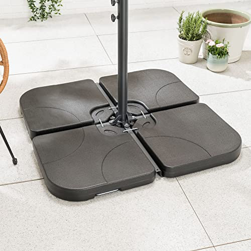 Cantilever Banana Parasol Base 80kg, Garden Umbrella Weight, Sand Or Water Filled, 4 Piece, Heavy Duty, Weather Resistant, Christow