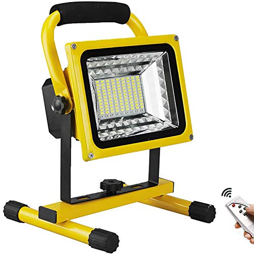 LED Außen Wiederaufladbare Baustrahler,Tragbare Flutlicht Akku Strahler, 500W 9000 Lumen, IP65 Arbeitsscheinwerfer mit Fernbedienung, USB Ausgang-Ports, 6 Modus Dimmbar, Bis 4.5 Stunden Leuchtdauer