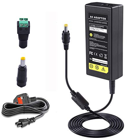 ARyee 12V 5A Power Supply Adapter Universal Charger Compatible with LED Strips Lights, CCTV Security Cameras, LCD Monitors, wireless router, audio/video power supply(5.5x2.1/2.5mm)