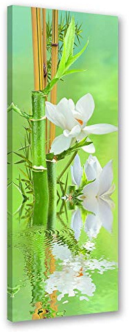 Feeby Bild auf Leinwand Blumen Kunstdruck modern Nature Grün 40x120 cm