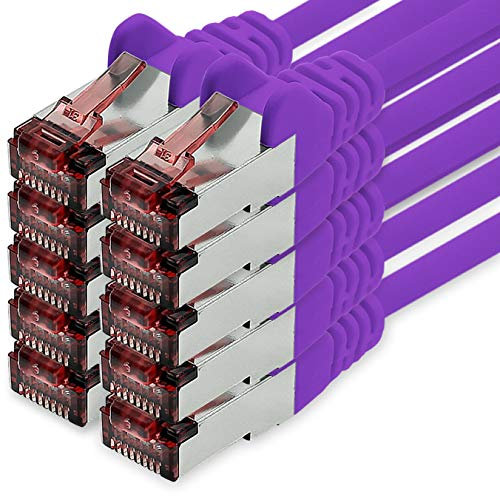 Cavo di Rete Cat6 0,5m Viola - 10 x Cavo Patch LAN Cat 6 Cavo di Rete LAN Sftp Pimf Lszh Rame 1000 Mbit s