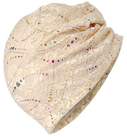 PRETYZOOM Chemo Hut für Krebspatienten - Baumwolle Schlafmütze, Haar Turban, Nacht Kopfbedeckung für Haarausfall - Frauen (Beige)