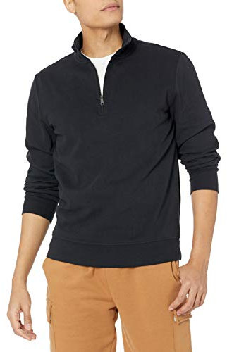 Amazon Essentials Men's Lightweight French Terry Quarter-Zip Mock Neck Sweatshirt, Black, XL
