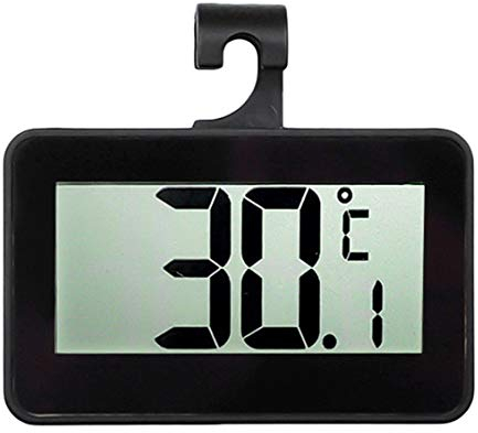 Meichoon Kühlschrank-Thermometer,Digitales Display für Kühlschrank und Gefrierschrank,Mit Verstellbarem Ständer,Hohe Präzision Wasserdicht Elektronisches Thermometer,UD05 Schwarz