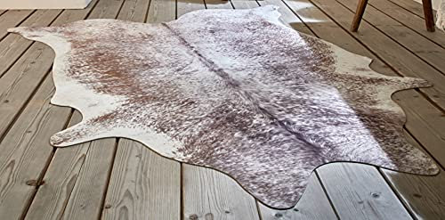 Dekoleidenschaft Teppich Kuhfell 130x155 cm, Dekofell, Sitzauflage, Vorleger Fellimitat, Kurzhaar Läufer, Fellteppich