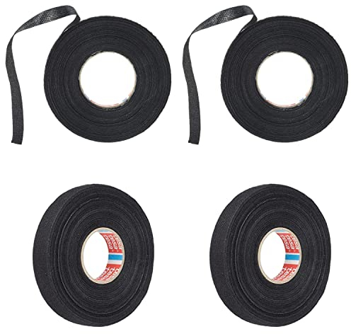Ruikdly Gewebeband 4 Stück Auto Isolierband,gewebeband schwarz für Kabelbäume im Automotive-Bereich und im Motorraum 19 mm x 15 m (9mm/15m)