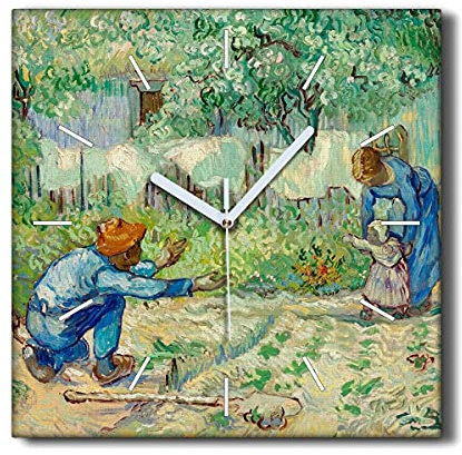 Coloray Uhr auf Leinwand 30x30cm Segeltuch Wand Uhr Wohnzimmer Dekoration Ohne tickendes Geräusch - Erste Schritte Van Gogh