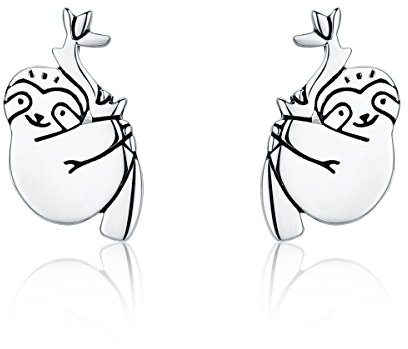 TIZU Mädchen Ohrringe 925 Sterling Silber Post Hypoallergene Schraubverschluss mit Sicherheit ohrstecker versch Ohrringe für Kinder Mädchen Damen Schmuck Geschenke (Faultier)
