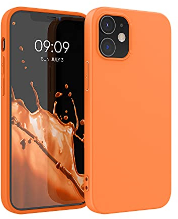 kwmobile Case Compatible with Apple iPhone 12 / iPhone 12 Pro Case - Soft Slim Protective TPU Silicone Cover - Fruity Orange