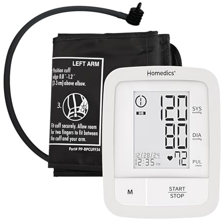 Homedics Automatic Arm Blood Pressure Monitor, Clinically Proven Accurate, Quick and Comfortable Readings, 60 Memories, One-Size Arm Cuff Fits Most, Excessive Body Motion Detector