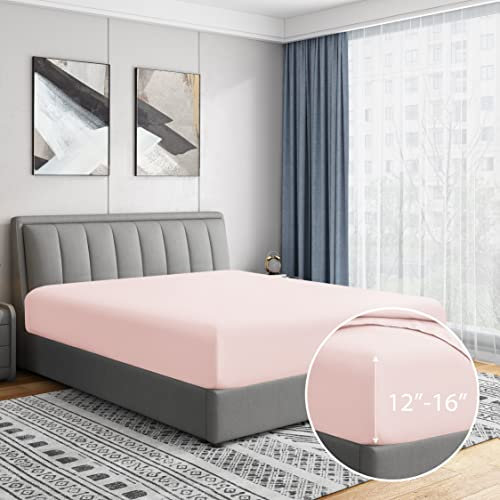 Cathay Home Drap-Housse de Luxe en Microfibre brossée Ultra Douce avec Poche Standard de 35,6 cm, résistant aux Plis et à la décoloration, Rose poudré, lit Simple