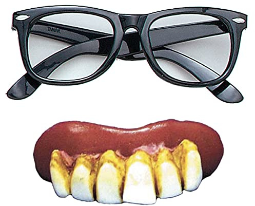 Mega_JumbleSale® Men's 1960's Austin Powers Man of Mystery Spy TV Gigolo Groovy Fancy Dress Accessory Groovy Baby Teeth & Nerd Glasses Stag Night Fancy Fun Kit
