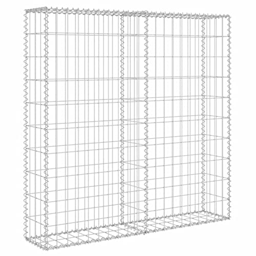 Gecheer Gabionenwand mit Abdeckung Gabione Steinkorb Drahtkorb Gabionenkorb Steinkorb-Gabione Steingabionen Gabionen-Pflanzkorb Gabionenkörbe Gabionen Hochbeet 80 x 20 x 100 cm (L x B x H)