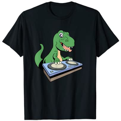 Cartoon TREX DJ am Turntable T-Shirt