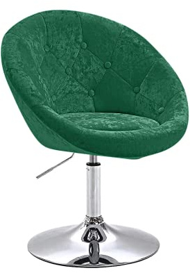 EVRE Velvet Texture Round Height Adjustable Lounge Office Bar Swivel Chair With Backrest (Green)