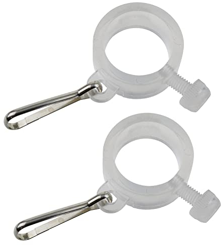 LUORNG Lot de 2 anneaux de fixation pour mât de drapeau avec crochet fixe en plastique blanc