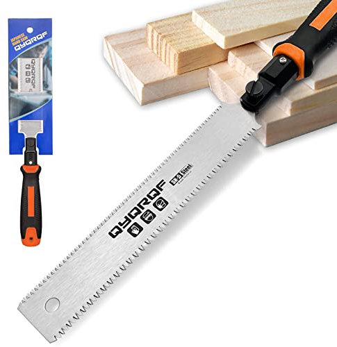 QYQRQF Japanese Hand Saw, 7 Inch Flush Cut Saw Double Edge Sided Pull Saw for Woodworking (Orange)