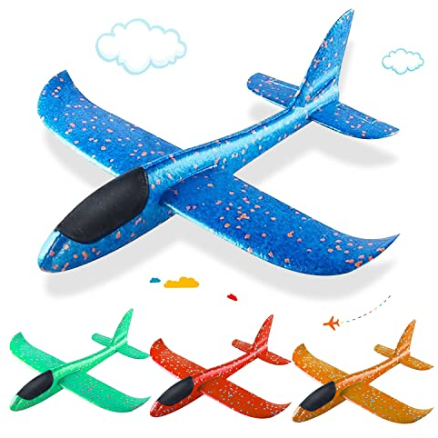 BluVast Avion Polystyrene, 4 Pièce Avion Planeur, 35cm Planeur Polystyrene, Manuel Avion Polystyrene Planeur, Planeur Enfant Convient Jeux de Plein air pour Garçons et Filles