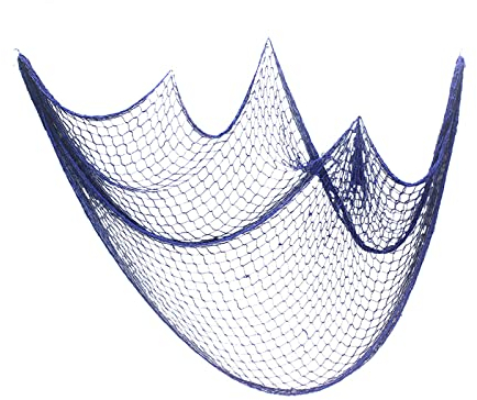 Fischerei Dekorative,Fischernetz Deko,Mediterranen Stil,Fischernetz,Wandbehänge,Maritime Deko für Aufhängen Hintergrund Wohnzimmer Wand Deko Circa 100x200cm(Blau)