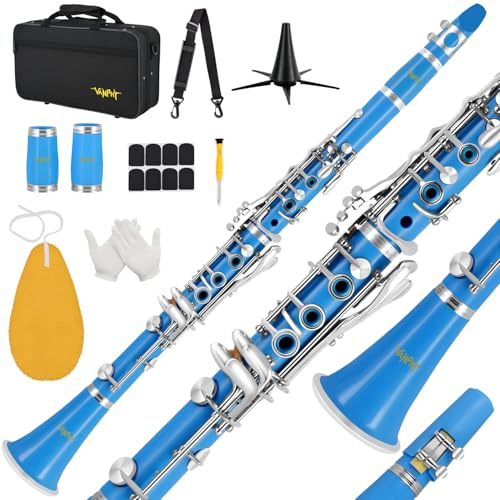 VANPHY Bb Clarinet 17 Keys Flat B Clarinet for Beginners & Students Blue