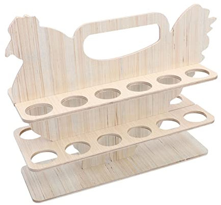 Cabilock Ostern Für Eier 2 Etagen Eierregal Spender Zweilagig Küche Eier Holzbehälter Für Holztablett Behälter Dekoration Zeichen Tragbar Stall Lagerung DIY Trocknungstisch Skelter Eierhalter